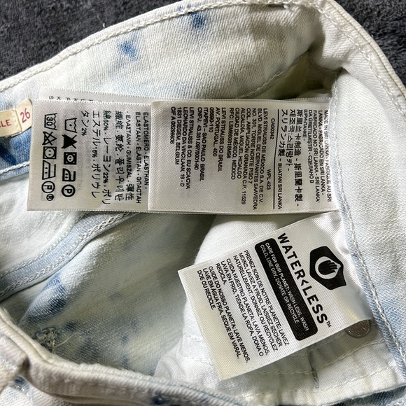 ⭐️Levi’s tie dye 721 high rise skinny ankle raw hem jeans size 26 - Picture 9 of 11